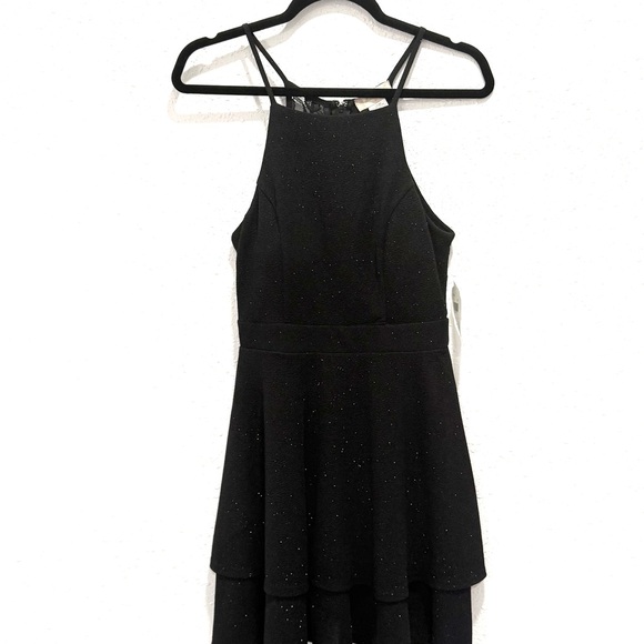 NEW Altar'd State Black Glitter halter Tiered fit and flare Dress M - Picture 4 of 13